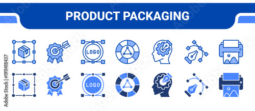 Product Packaging Icon Collection,  featuring Packaging design, Branding, Logo design, Color theory, Design principles, Graphic design, Print design.