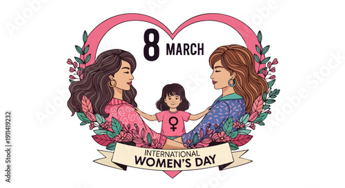 International Womens Day Celebration with Two Mothers and Child.