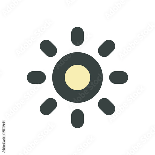 Black and white circular dog paw print icon with dotted pattern in simple vector style