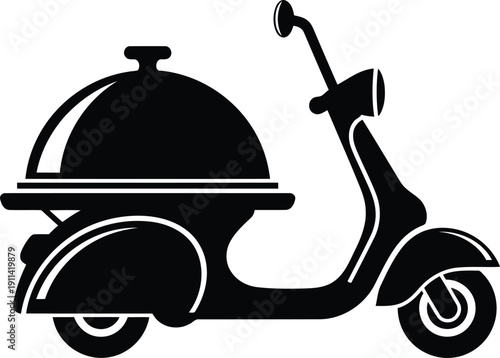 Food delivery scooter with cloche icon