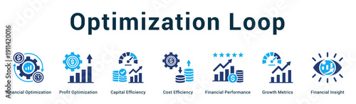 Optimization Loop  Modern and clean web banner illustration vector featuring thematic icons
