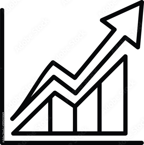 Growth trend indicated by graph with rising arrow