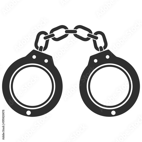 Black and white handcuffs with chain link
