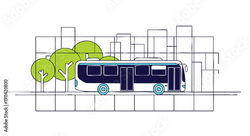 Modern Articulated Bus in Urban Environment Illustration.
