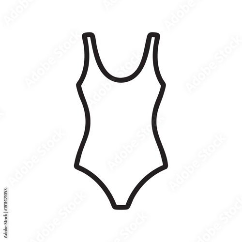 A simple line drawing of a female swimsuit on a plain background from a front viewpoint showcasing the overall design and style of the garment
