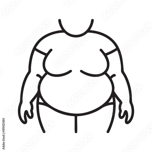 Simple line drawing of a pregnant woman with hands by her sides standing in a straightforward pose on a plain background from a front viewpoint