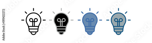 
bulb icon set multiple style collection with light bulb design