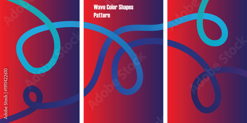Abstract artwork with swirling blue lines on red background