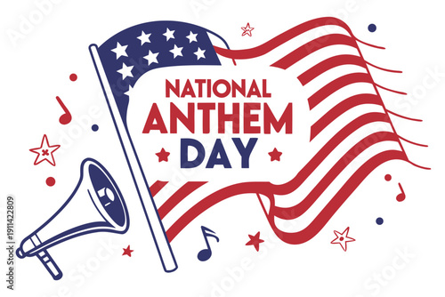 National Anthem Day Vector, Singing and National Pride Design Concept