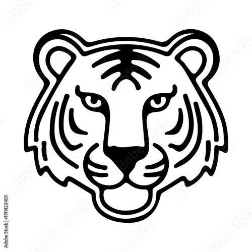 Striking Tiger Head Outline Art
