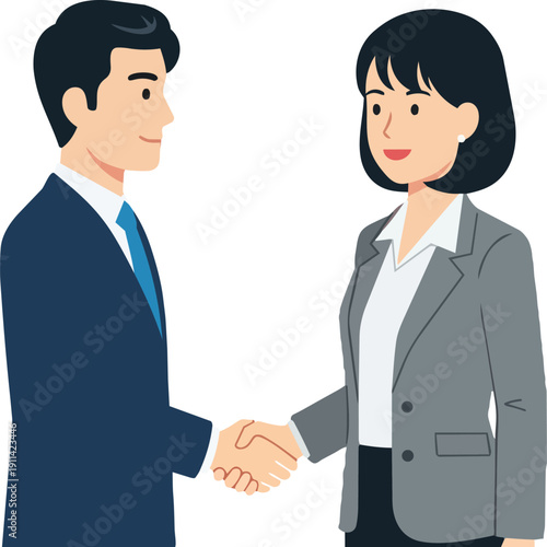 Two business professionals shaking hands in a gesture of agreement and partnership