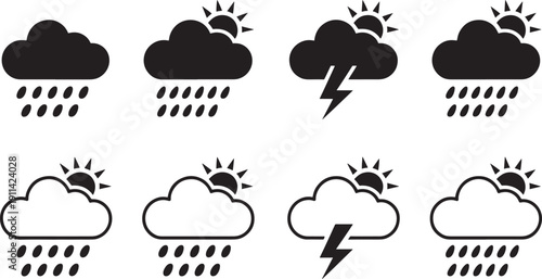 Weather with rain sun and clouds weather rain storm lightning