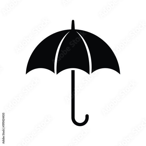 Simple black umbrella icon on white background