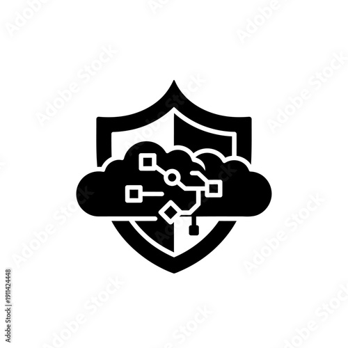 Cloud Computing Security Protection Shield Icon.