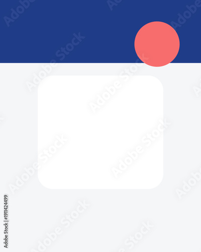 A minimalist design featuring a red circle on a blue and white gradient background