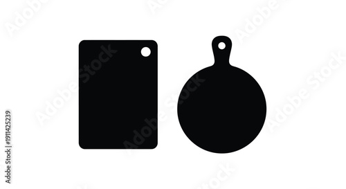 Two black shapes resembling kitchen tools a distinctive silhouette