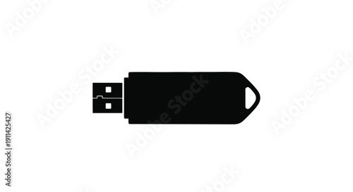 A black usb flash drive depicted as a simple silhouette