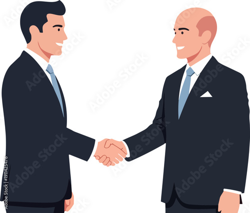 Two businessmen shaking hands in a gesture of agreement and partnership