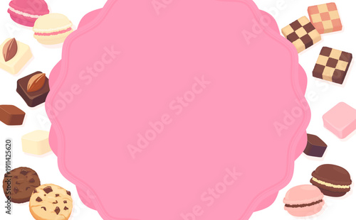 母の日のスイーツフレーム_ピンク文字・背景なし_横