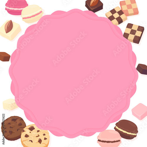 母の日のスイーツフレーム_ピンク文字・背景なし_正方形