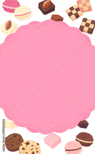 母の日のスイーツフレーム_ピンク文字・背景なし_縦