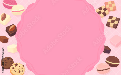 母の日のスイーツフレーム_ピンク文字・背景なし_横