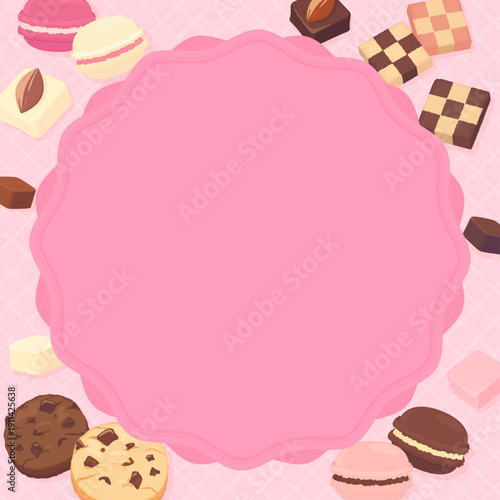母の日のスイーツフレーム_ピンク文字・背景なし_正方形