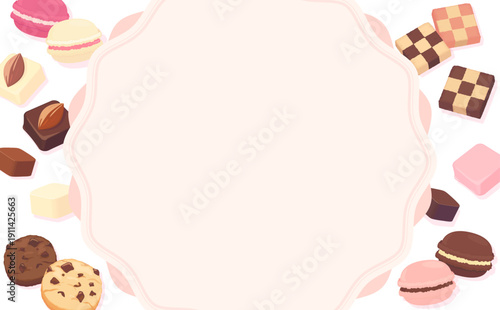 母の日のスイーツフレーム_文字・背景なし_横