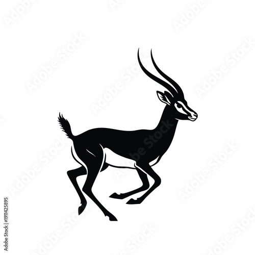 Silhouette of a Gazelle Running Gracefully.
