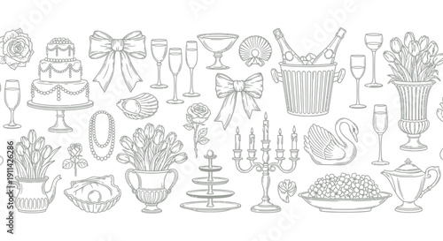 Elegant wedding elements collection for luxury invitations and decor