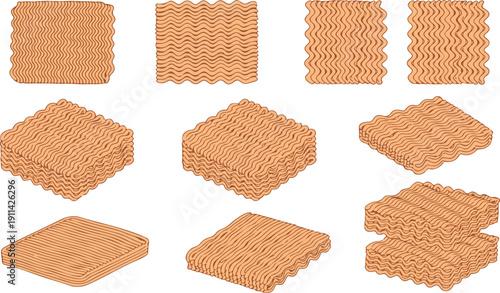Wafer Biscuit Illustration Set – Crispy Stacked Snacks and Sheets