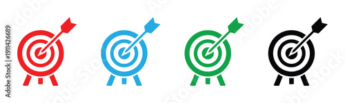 target goal arrow icon set bullseye aim success vector illustration