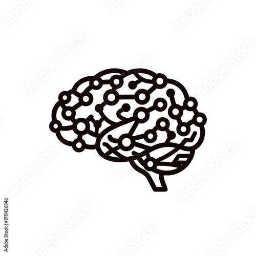 Simplified illustration of a human brain with neural connections.