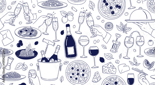 Elegant dining and wine celebration with gourmet food