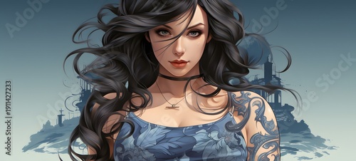 nico robin cosplay vector illustration t-shirt design ,generative AI