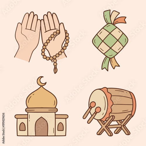 Doodle Illustration for Islamic Ramadan Theme