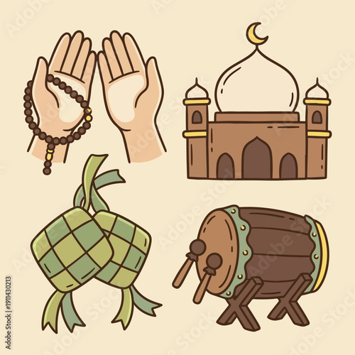 Doodle Illustration for Islamic Ramadan Theme