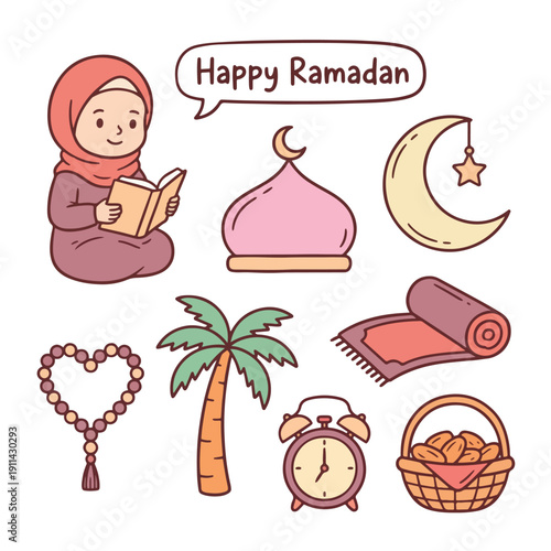 Doodle Illustration for Islamic Ramadan Theme