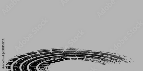 Black tire marks on road, Black rubber tire marks and tread marks, Tire trace track wheels texture and background, Auto tire tread grunge. Eps10