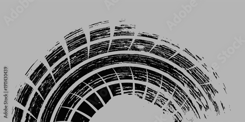 Black tire marks on road, Black rubber tire marks and tread marks, Tire trace track wheels texture and background, Auto tire tread grunge. Eps10