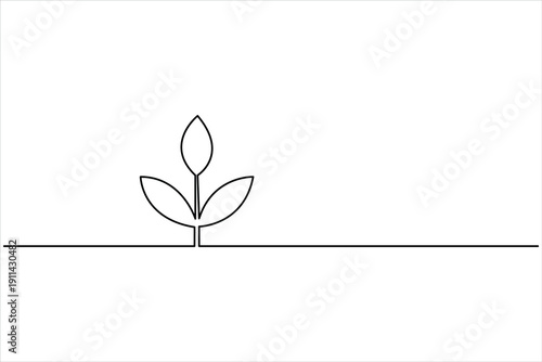 Plant growing continuous one line art drawing of tree plant outline vector illustration