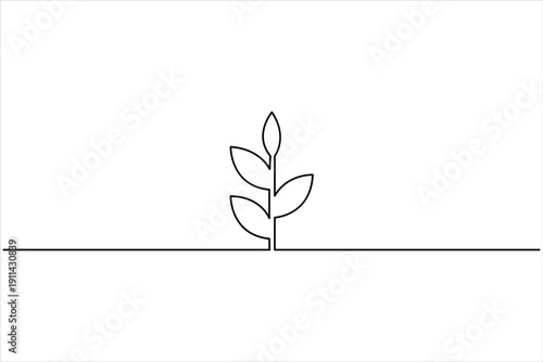 Plant growing continuous one line art drawing of tree plant outline vector illustration