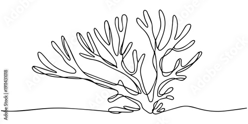 Coral icon. Continuous one line drawing of coral. Coral in one line style, isolated on white background. Vector illustration.