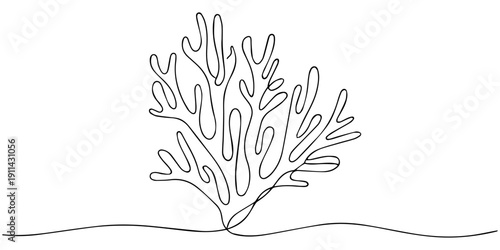 Coral icon. Continuous one line drawing of coral. Coral in one line style, isolated on white background. Vector illustration.