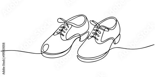 Step shoes. Tap dance. Tap Shoes continuous one line drawing