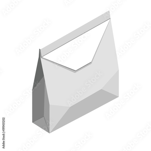 Geometric mailer bag with sharp edges isolated on a white background, showcasing modern design and clean lines