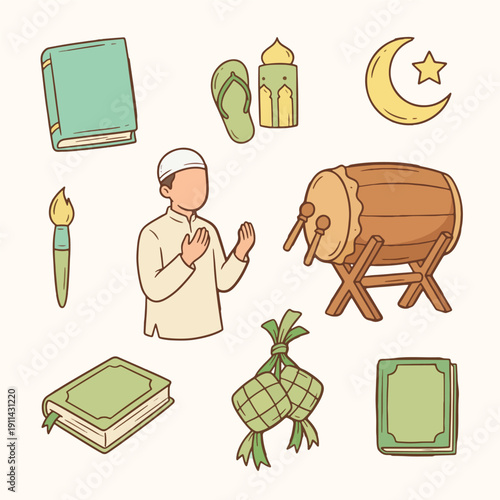 Doodle Illustration for Islamic Ramadan Theme