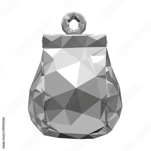 Geometric screw-top pouch with faceted design isolated on a white background