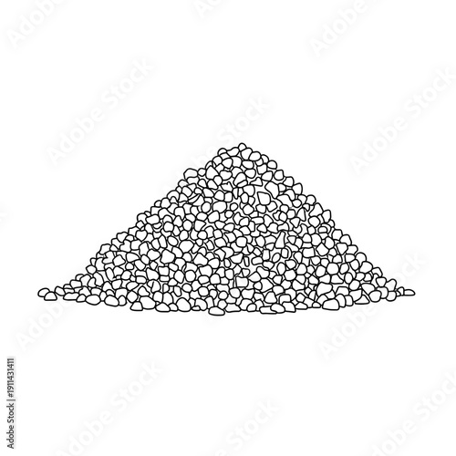 Illustration of a tea granule pile isolated on a white background, detailed black and white sketch with textured appearance and clear outlines