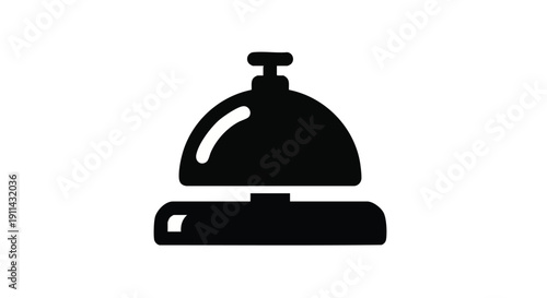 Simple Black Silhouette of a Hotel Bell Icon.
